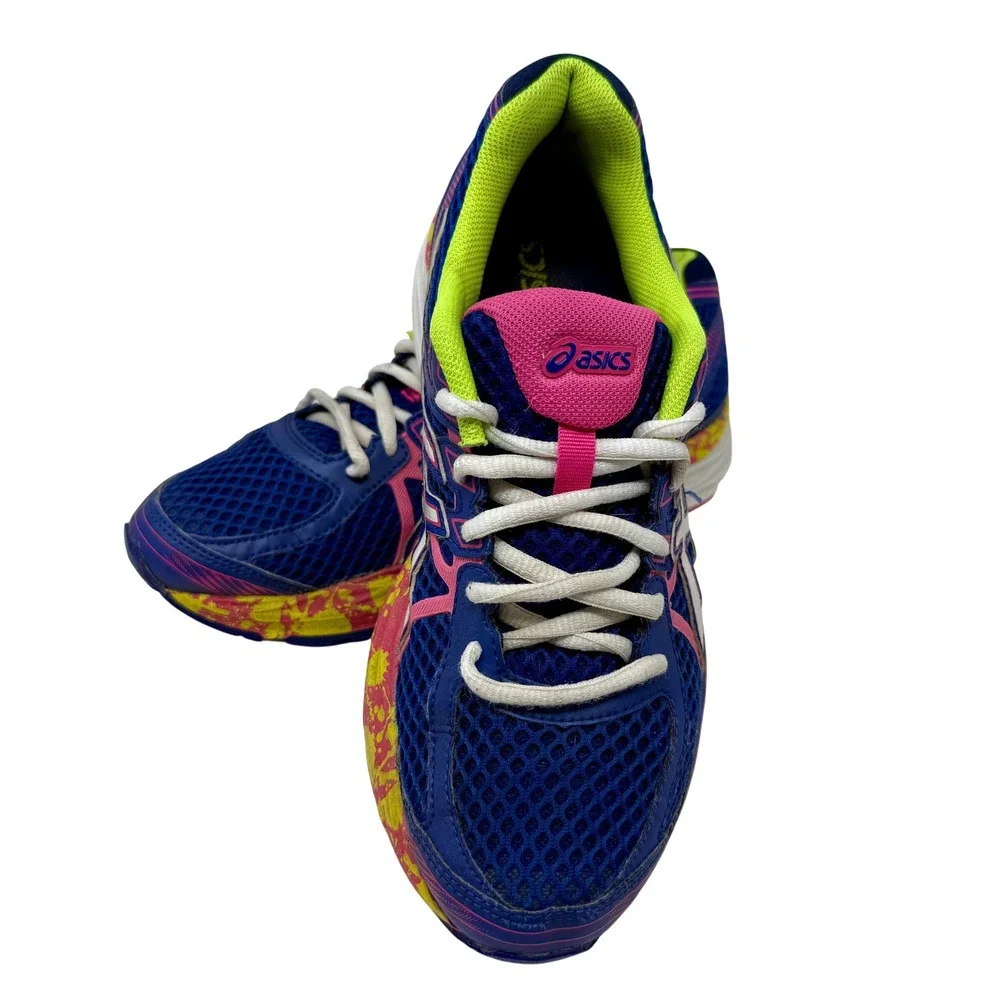 Asics Gel-Flux 3 Running Shoes Navy Pink Yellow Splatter T664Q Women's Size 8